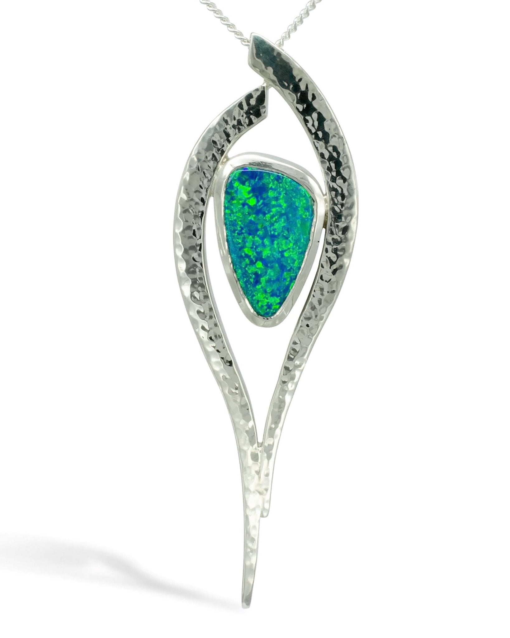 Forged Silver and Opal Pendant Pendant Pruden and Smith