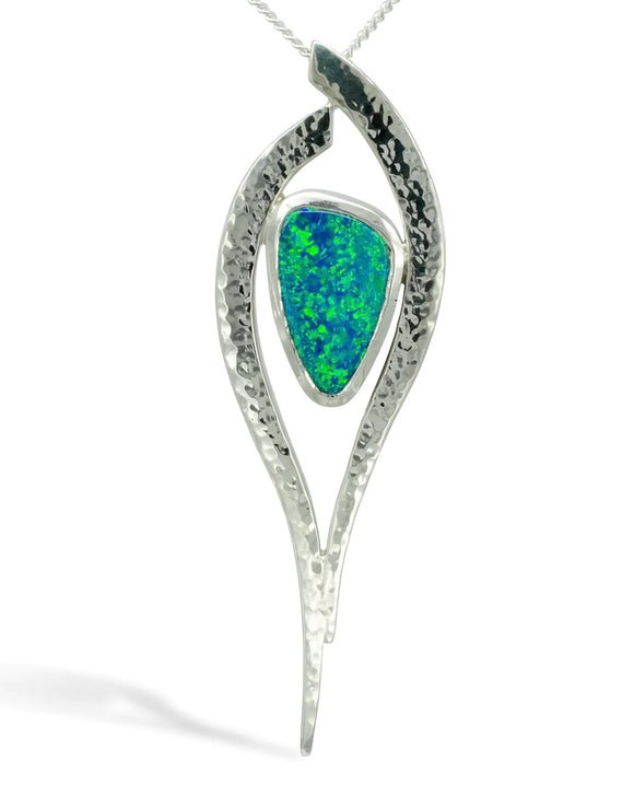 Forged Silver and Opal Pendant Pendant Pruden and Smith