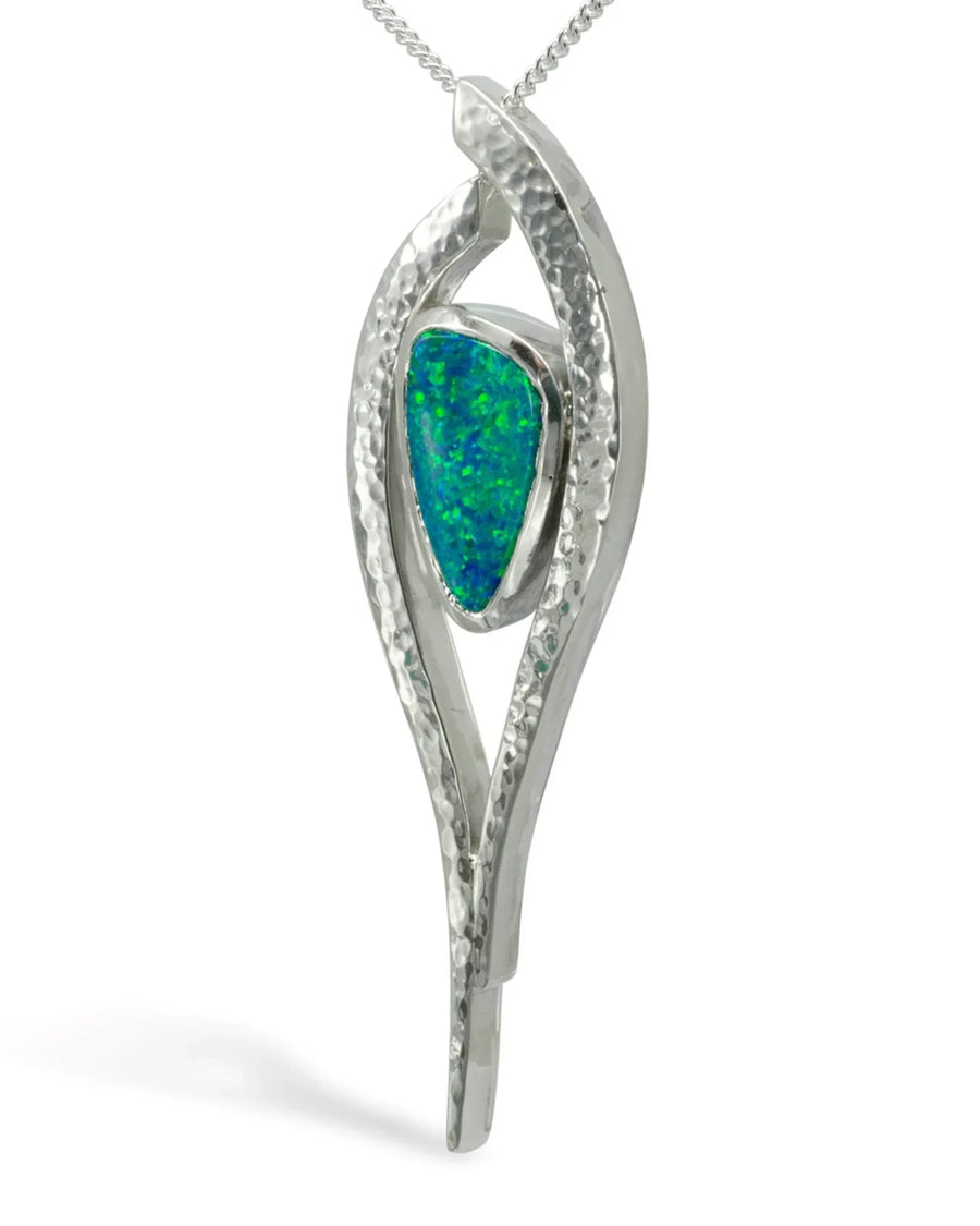 Forged Silver and Opal Pendant Pendant Pruden and Smith