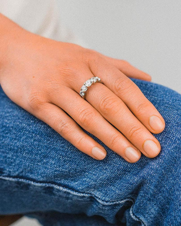 Four Claw Five Diamond Half Eternity Ring Ring Pruden and Smith