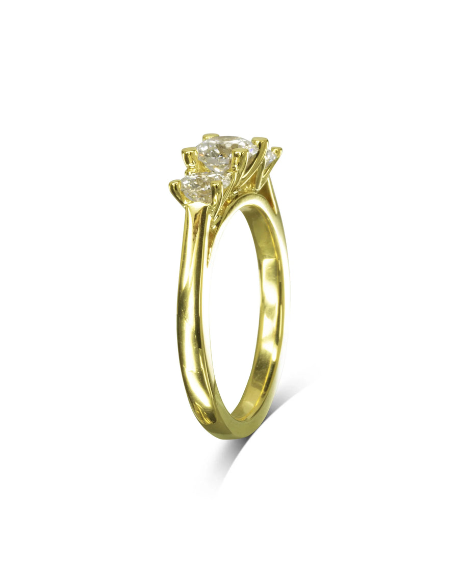 Handmade Four Claw Gold Trilogy Diamond Ring - Pruden and Smith