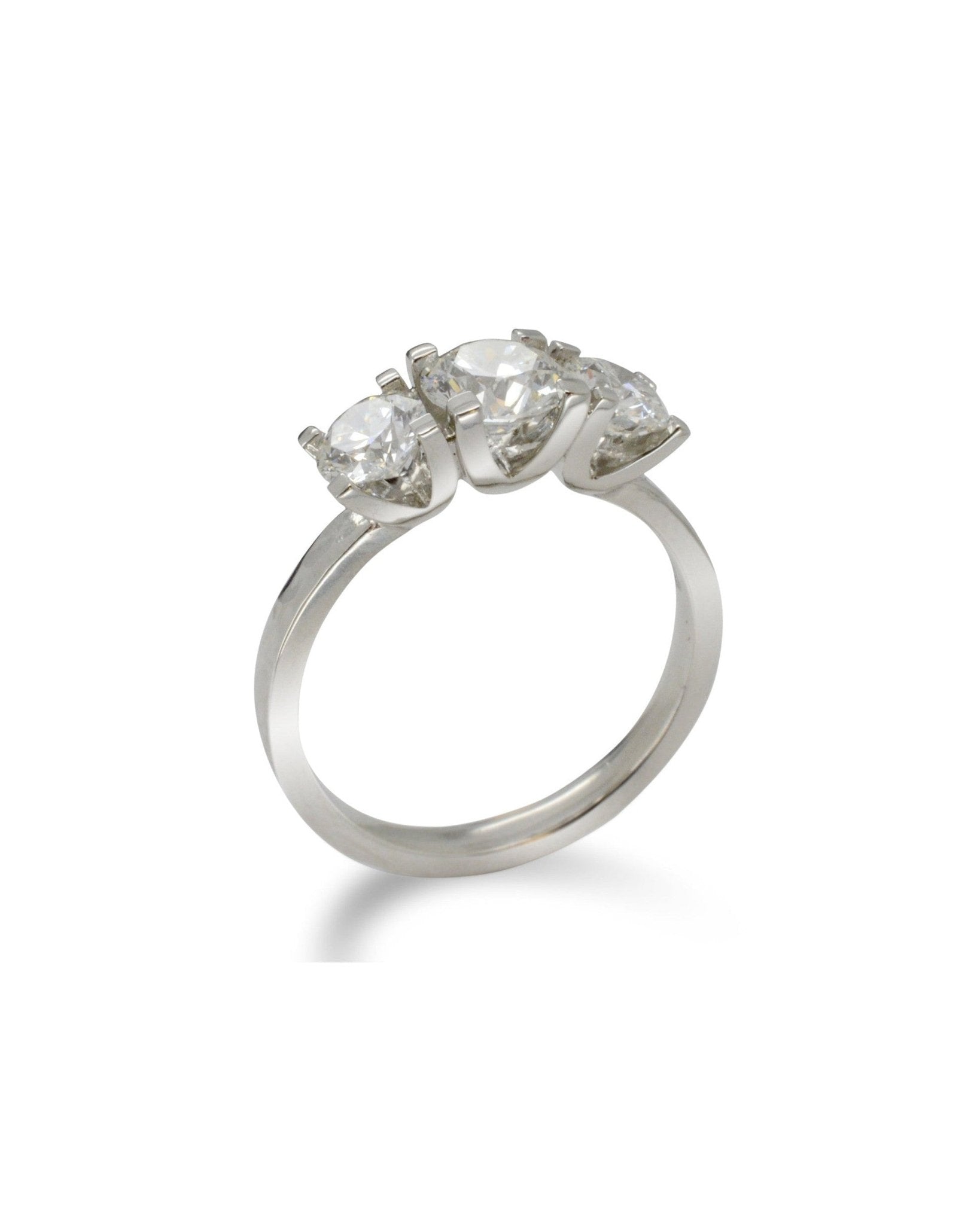 Four Claw V Set Platinum Trilogy Ring (1ct) Ring Pruden and Smith