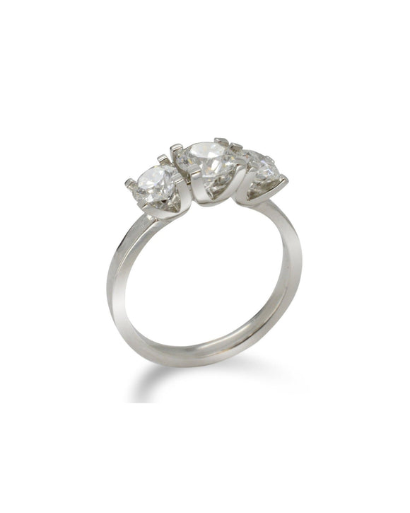 Four Claw V Set Platinum Trilogy Ring (1ct) Ring Pruden and Smith