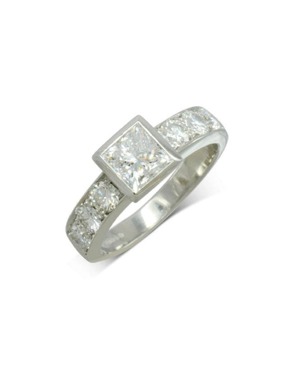 Frame Set Princess Cut Diamond Engagement Ring Ring Pruden and Smith