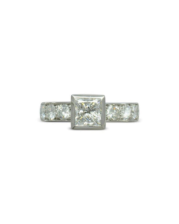 Frame Set Princess Cut Diamond Engagement Ring Ring Pruden and Smith