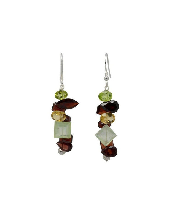 Garnet Citrine and Peridot Dangly Earrings Earrings Pruden and Smith