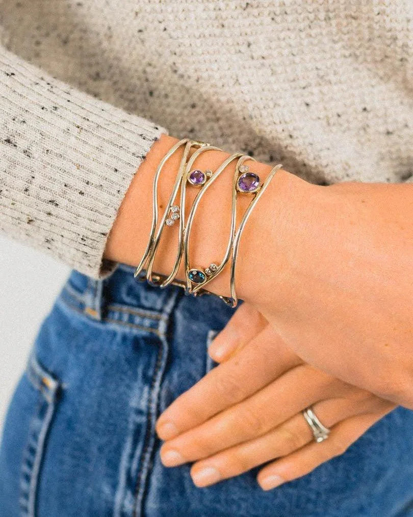 Six Strand Gem-Set Cuff Bangle (Wide) Bangle Pruden and Smith