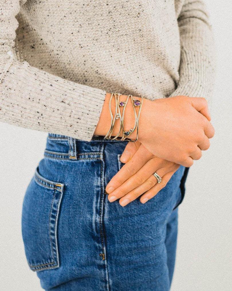 Six Strand Gem-Set Cuff Bangle (Wide) Bangle Pruden and Smith