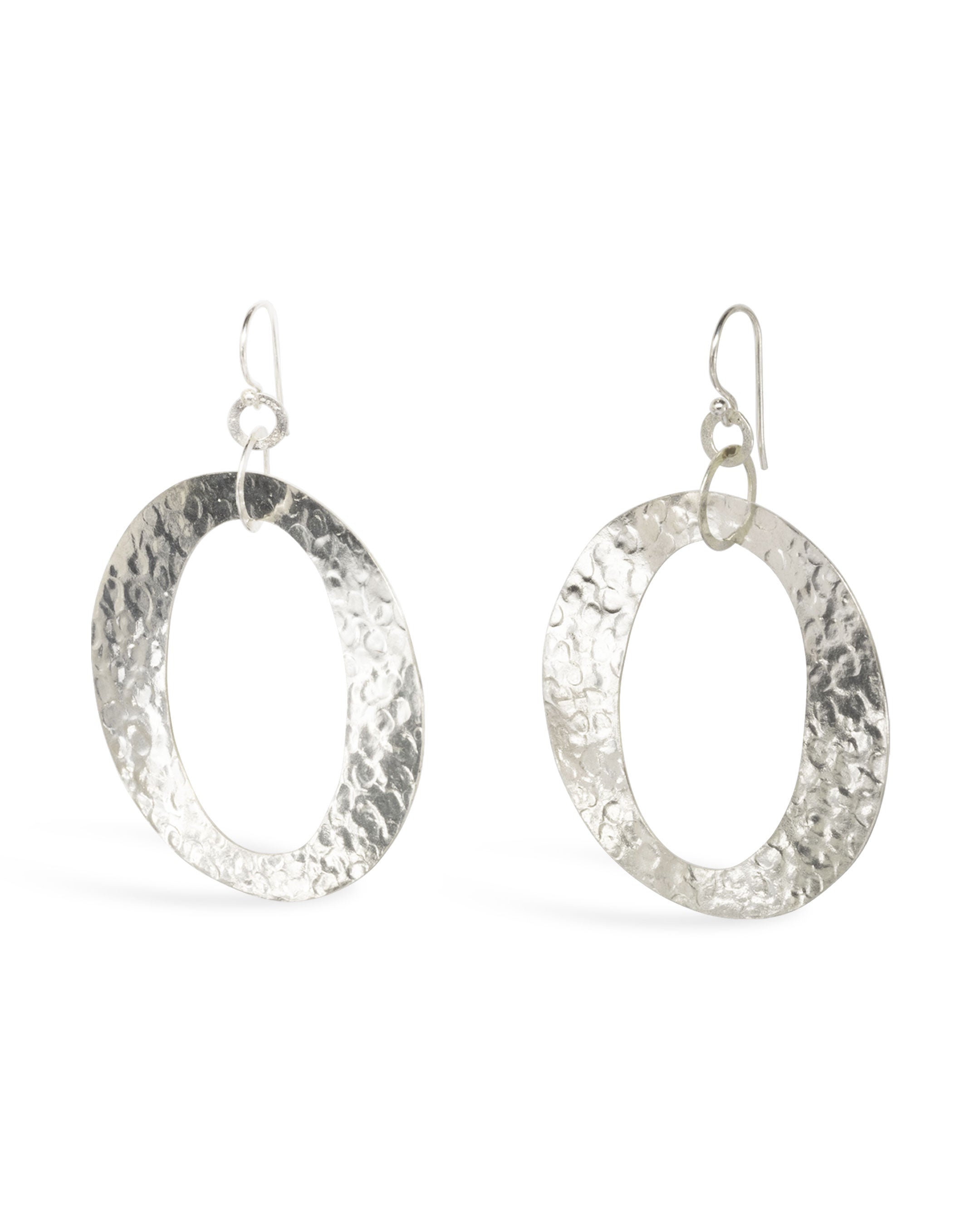 Silver Marwar Hammered Giant O Silver Dangly Earrings Pruden and Smith