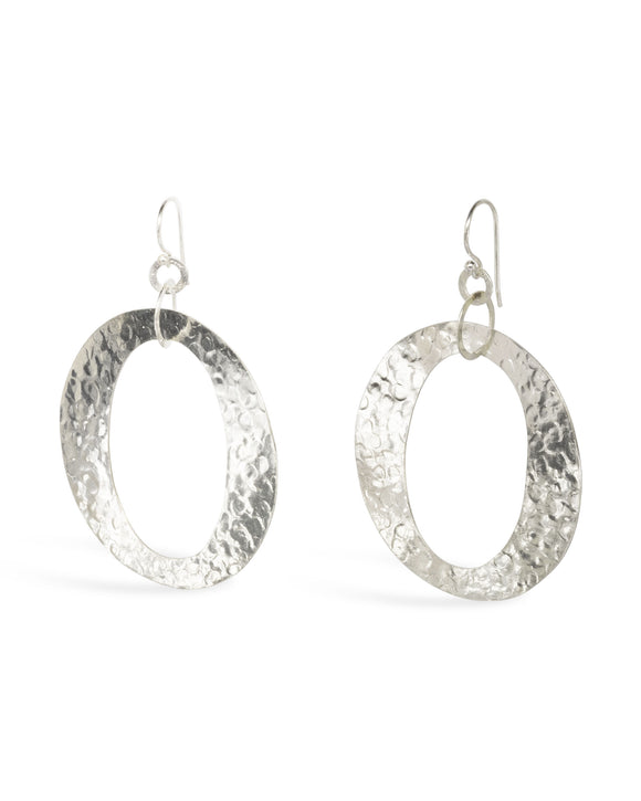 Silver Marwar Hammered Giant O Silver Dangly Earrings Pruden and Smith