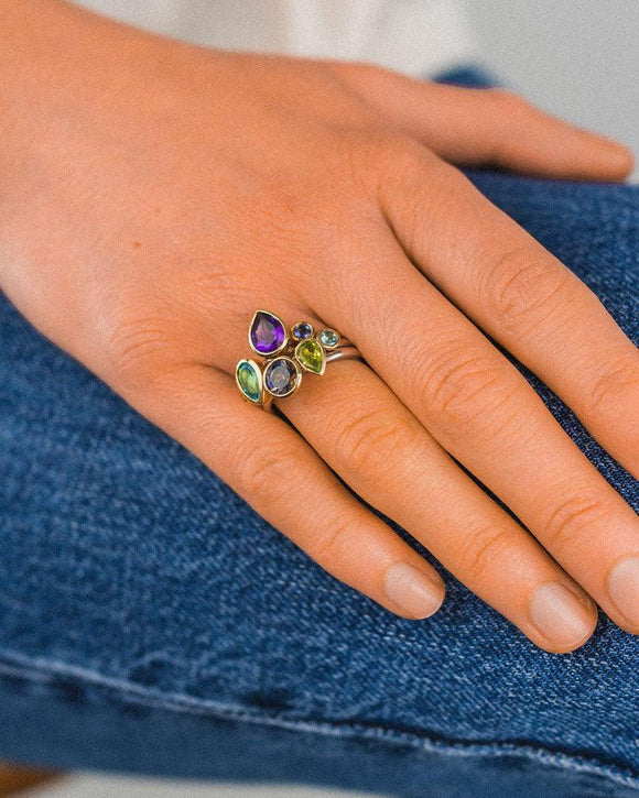 Gold, Amethyst and Topaz Stacking Ring Set Ring Pruden and Smith