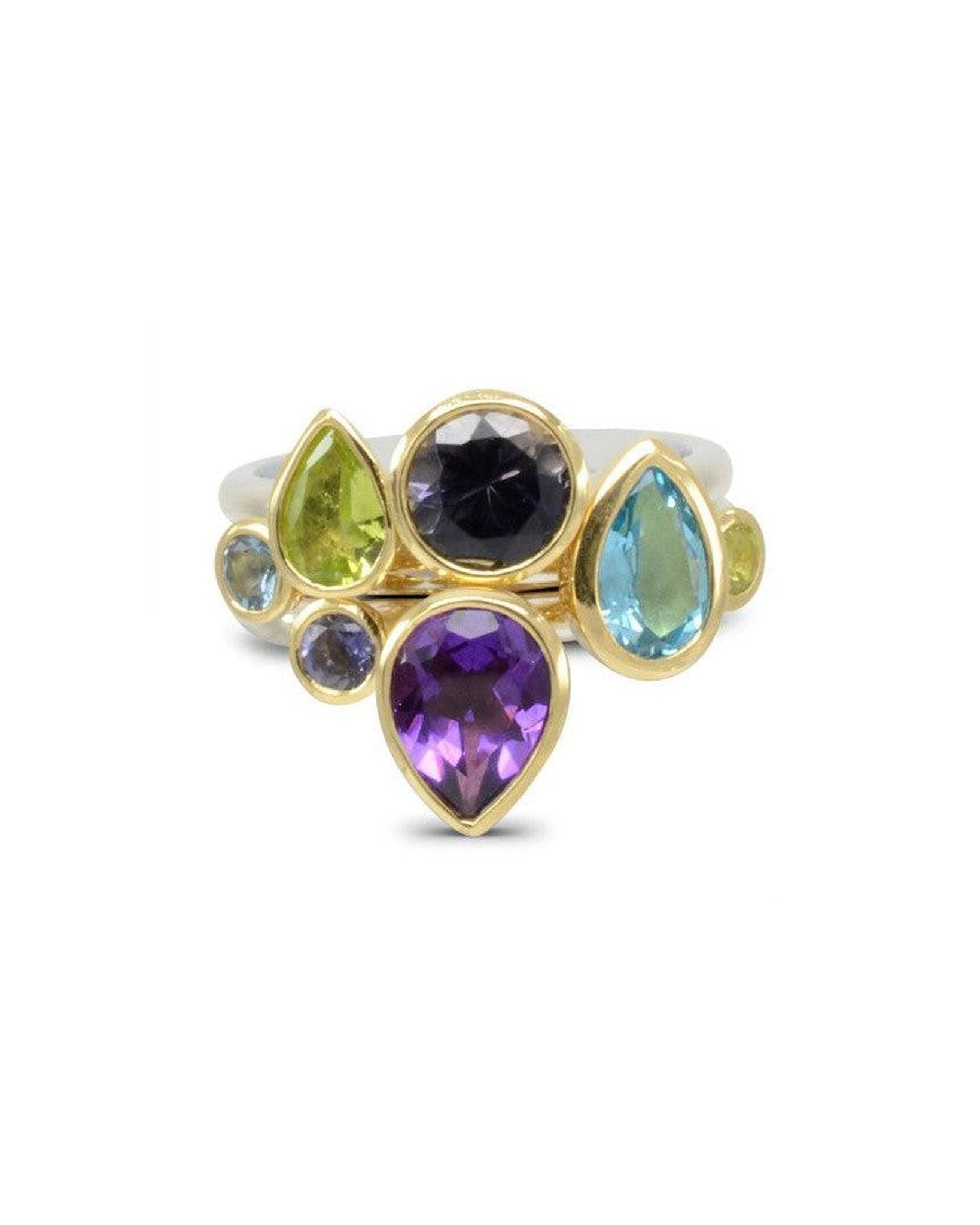 Gold, Amethyst and Topaz Stacking Ring Set Ring Pruden and Smith