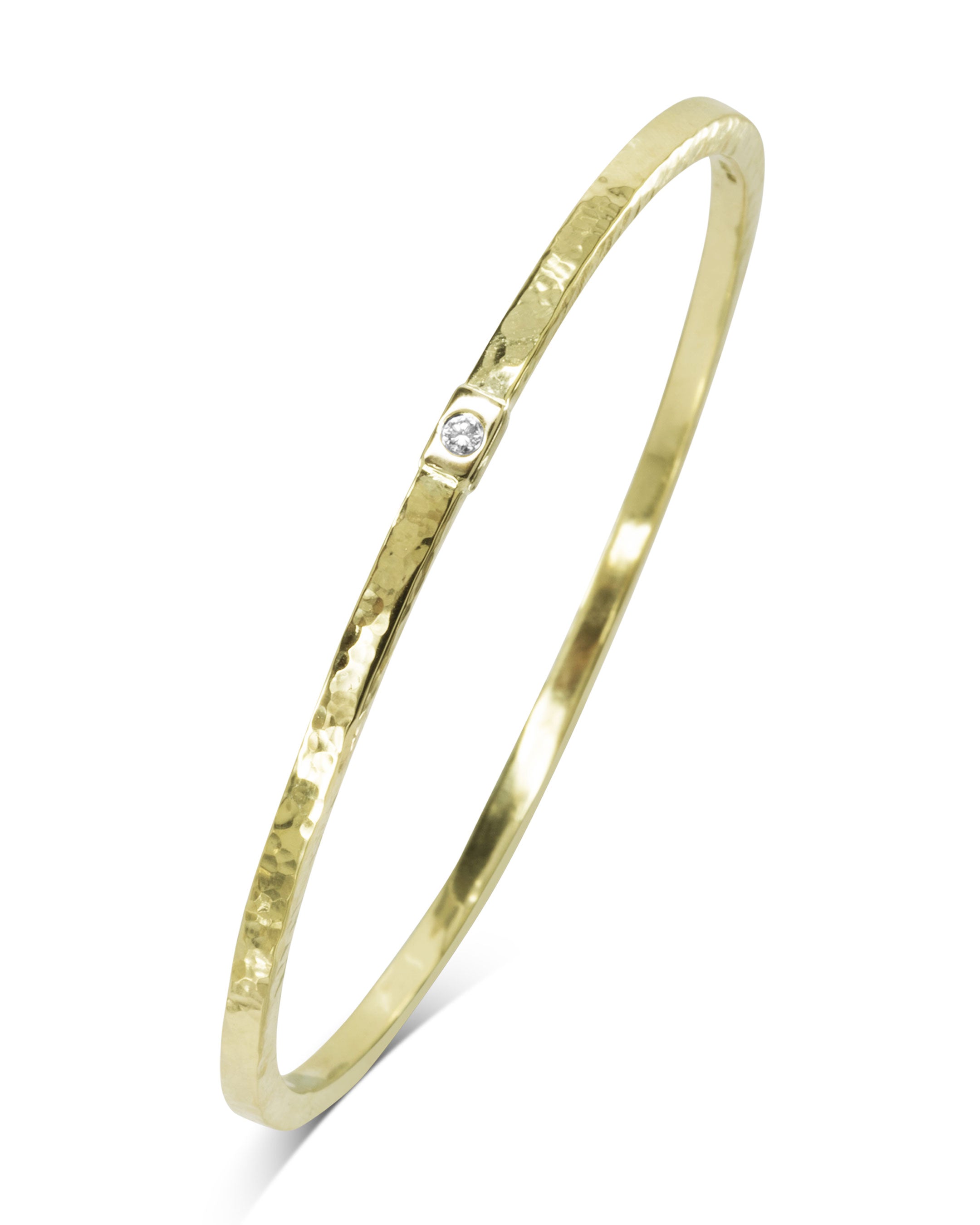 Solid Gold Birthstone Bangle Square Hammered Pruden and Smith