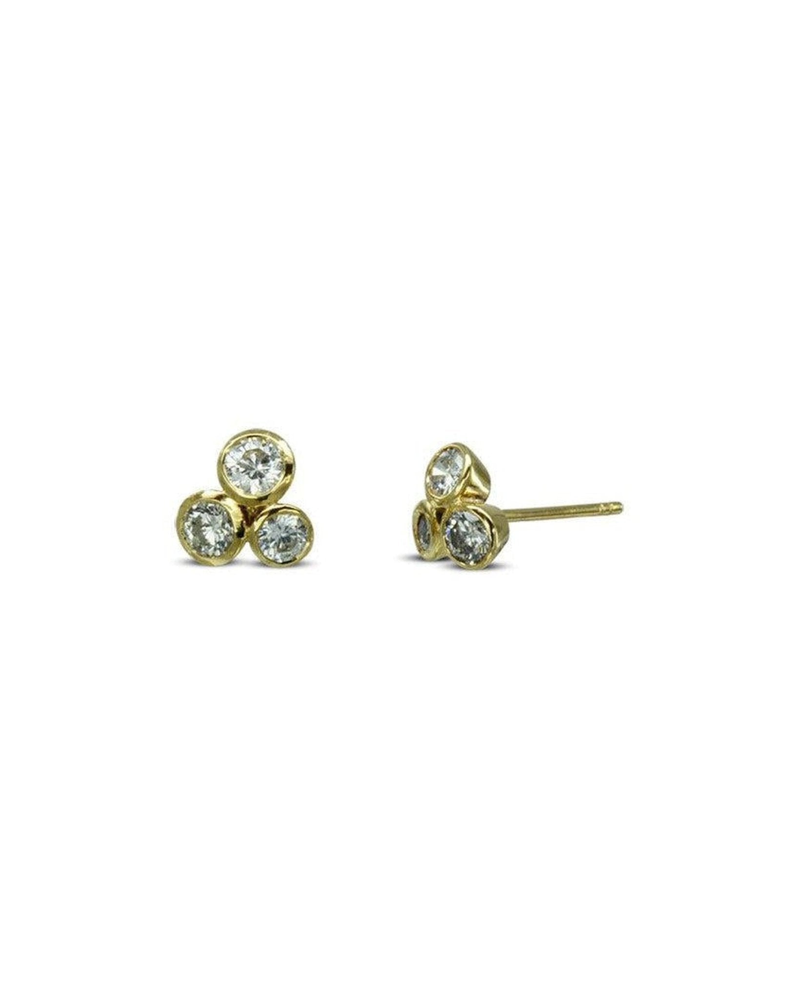 Gold Diamond Trefoil Stud Earrings (0.5ct) Earrings Pruden and Smith 9ct Yellow Gold