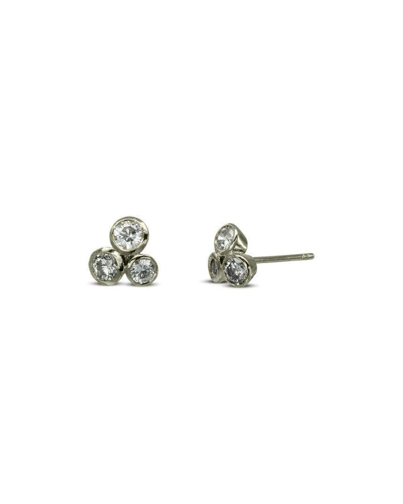 Gold Diamond Trefoil Stud Earrings (0.5ct) Earrings Pruden and Smith 9ct White Gold