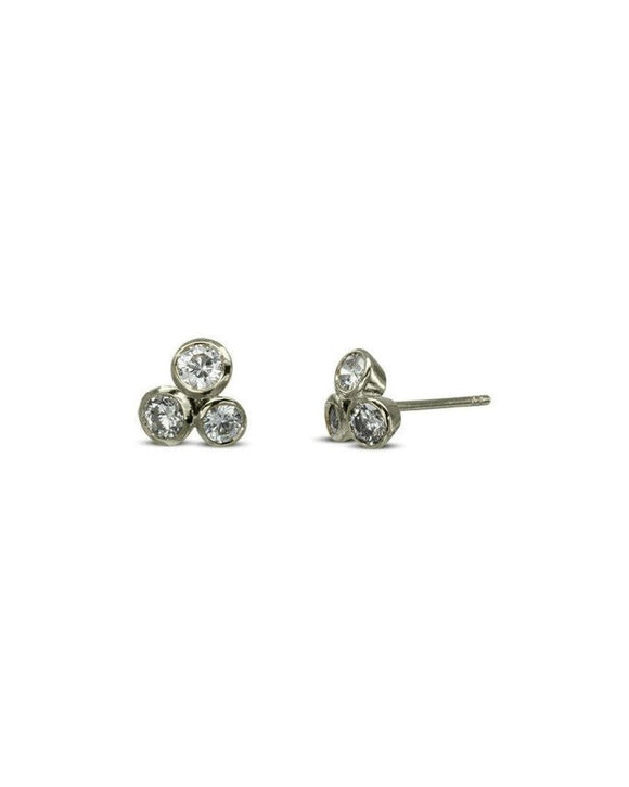 Gold Diamond Trefoil Stud Earrings (0.5ct) Earrings Pruden and Smith 9ct White Gold