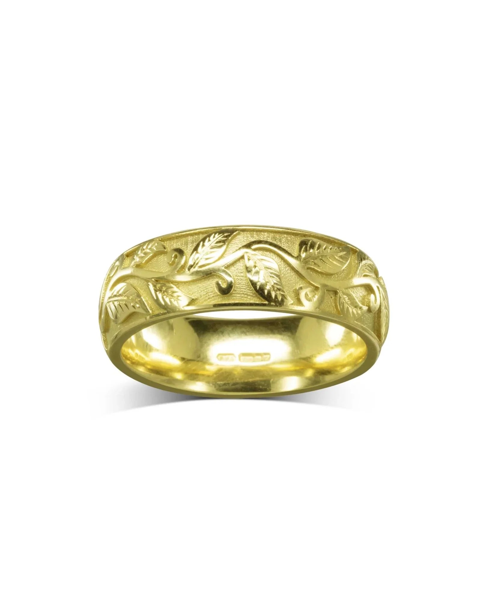 Gold Leaf Motif Wedding Ring Ring Pruden and Smith
