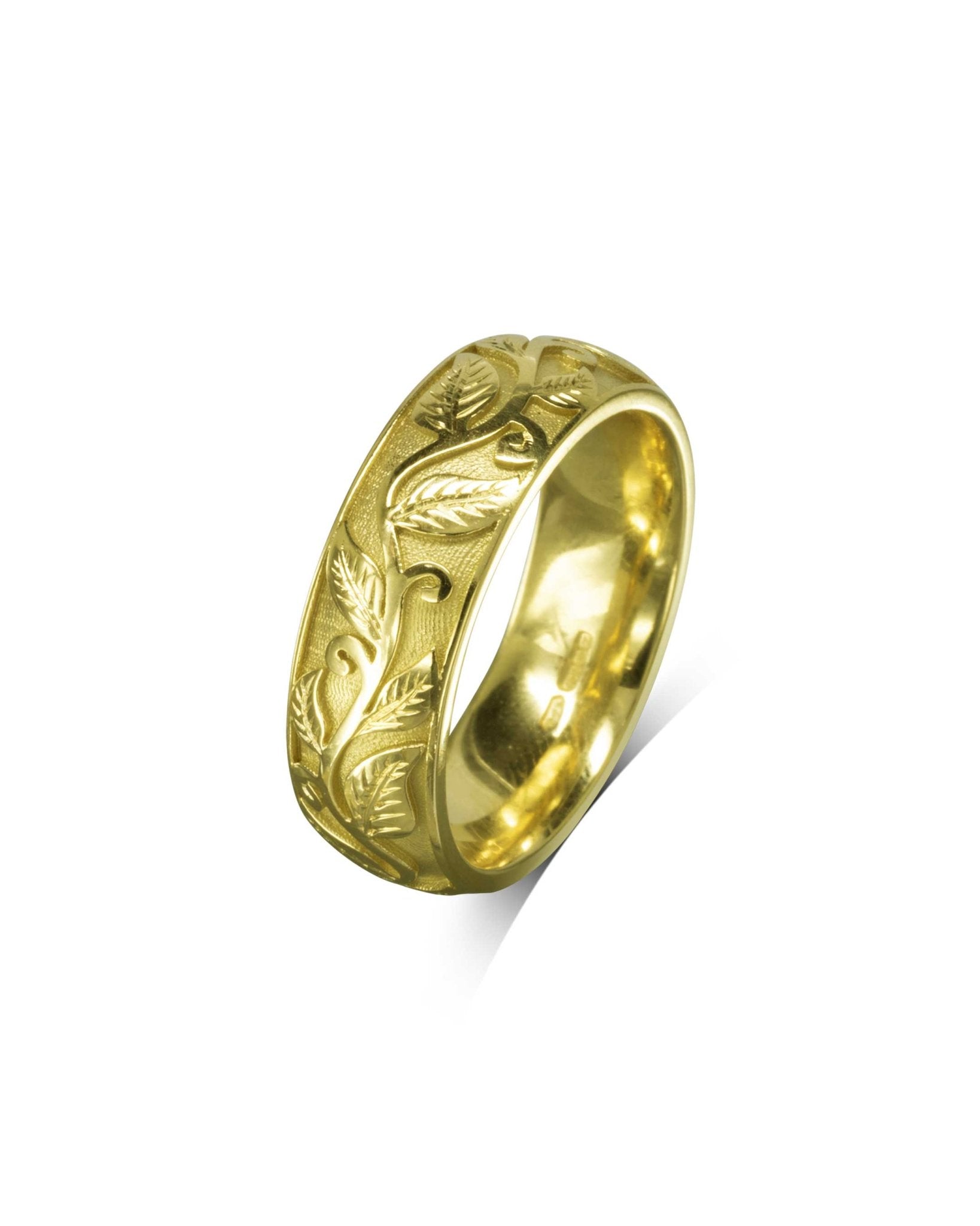 Gold Leaf Motif Wedding Ring Ring Pruden and Smith