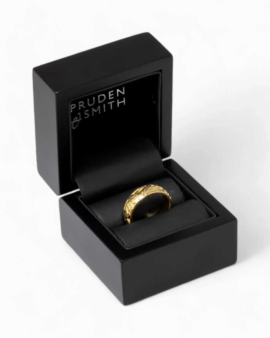 Gold Leaf Motif Wedding Ring Ring Pruden and Smith