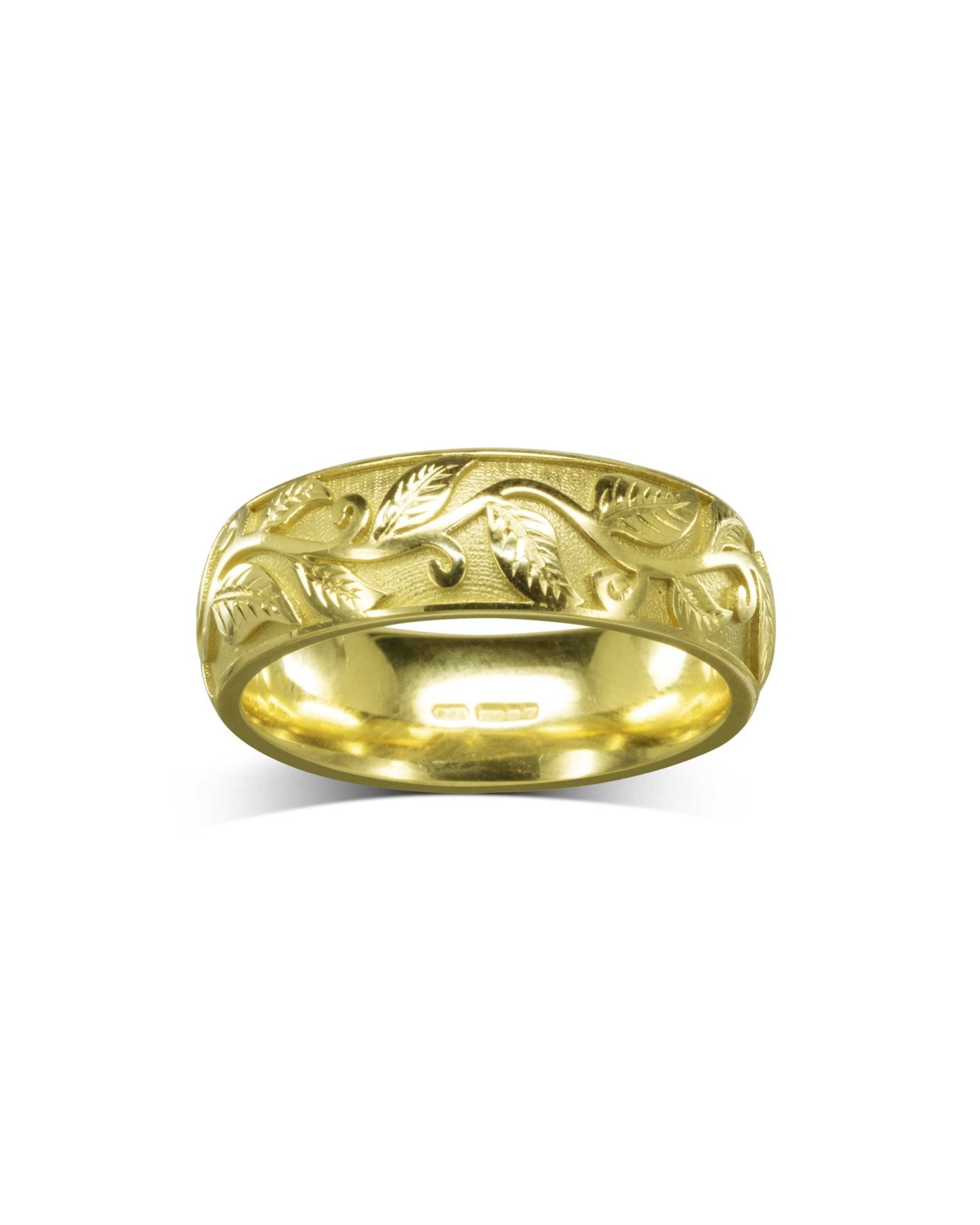 Gold Leaf Motif Wedding Ring Ring Pruden and Smith