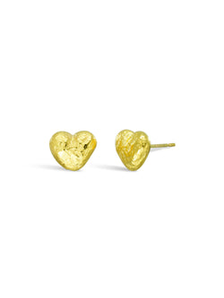 Nugget Gold Heart Stud Earrings Earring Pruden and Smith   
