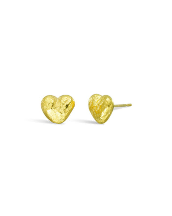 Nugget Gold Heart Stud Earrings Earring Pruden and Smith   