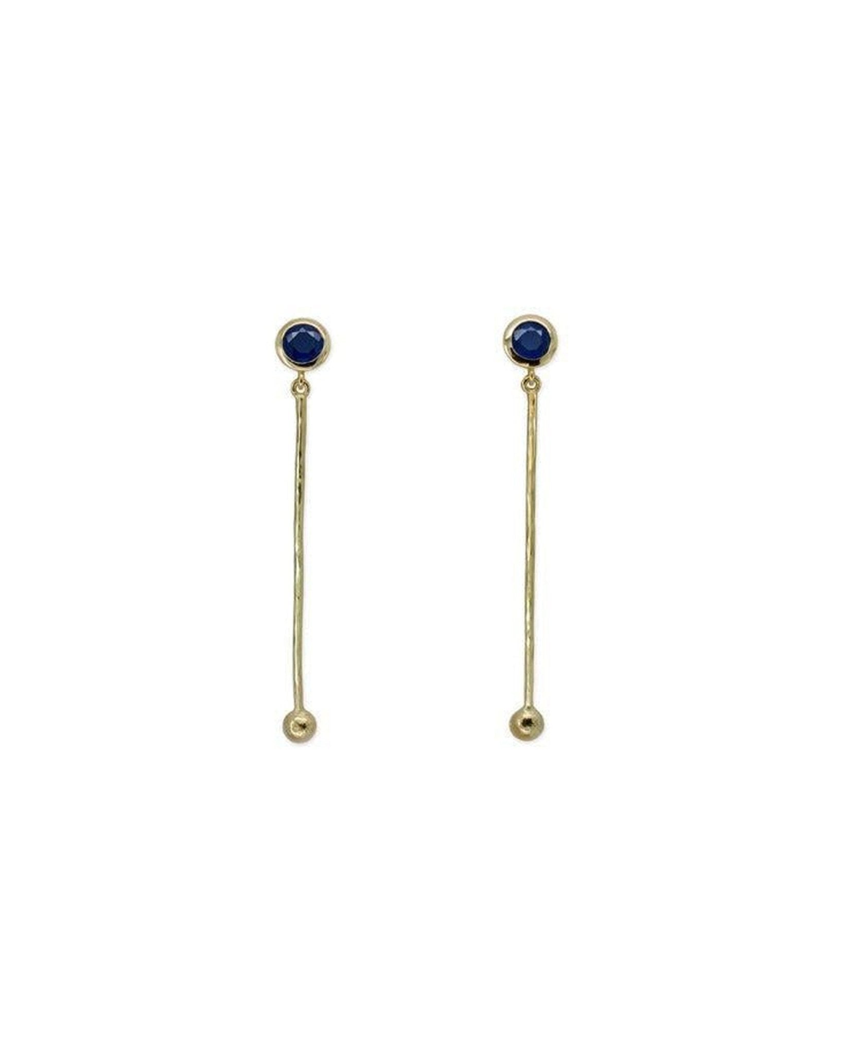 Gold Sapphire Drop Earrings Earrings Pruden and Smith