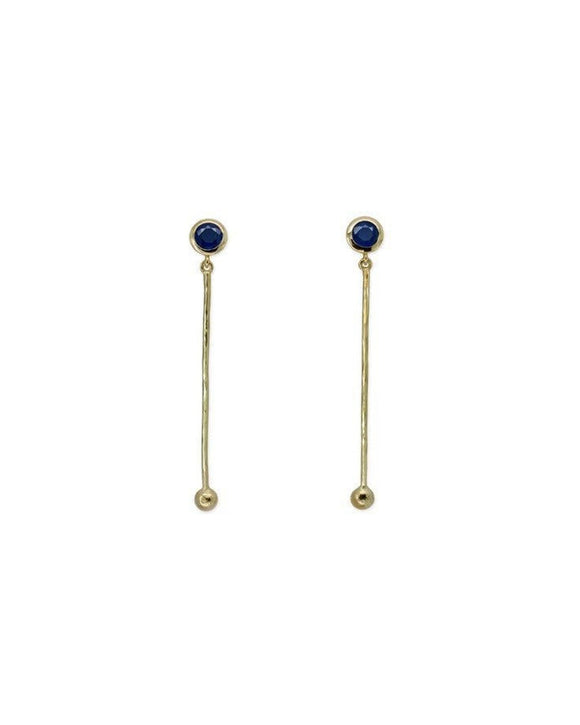 Gold Sapphire Drop Earrings Earrings Pruden and Smith