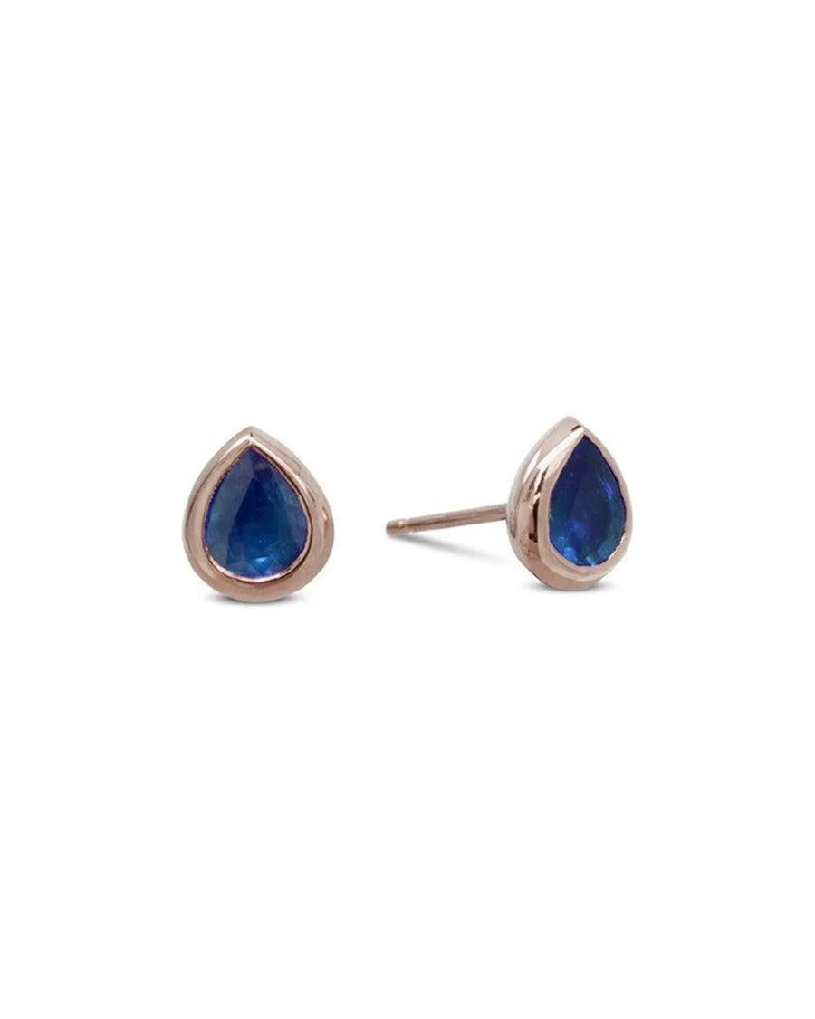 Gold Sapphire Pear Shaped Earstuds Earrings Pruden and Smith 18ct Rose Gold