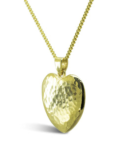 Hammered Yellow Gold Heart Pendant (Large) Pendant Pruden and Smith   