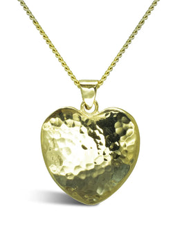 Hammered Yellow Gold Heart Pendant (Large) Pendant Pruden and Smith   