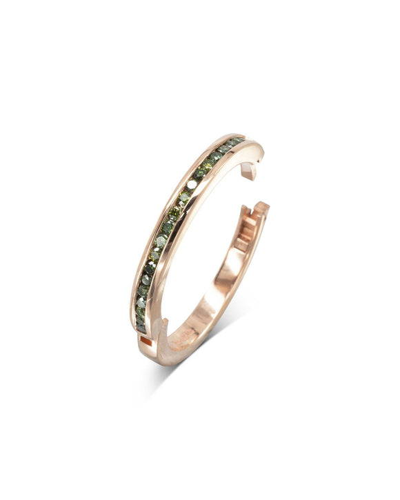 Green Diamond Rose Gold Hinged Eternity Ring Ring Pruden and Smith