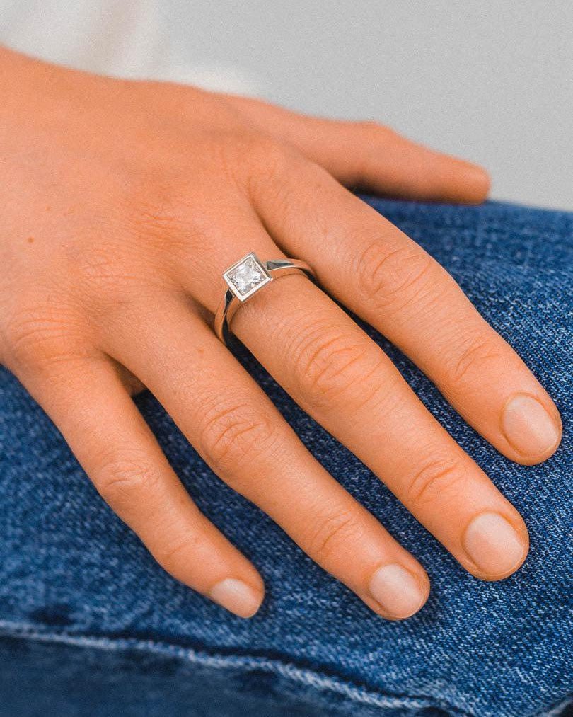 Halo Set Diamond Platinum Engagement Ring Ring Pruden and Smith