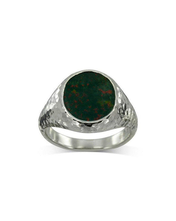 Hammered Bloodstone Signet Ring Ring Pruden and Smith
