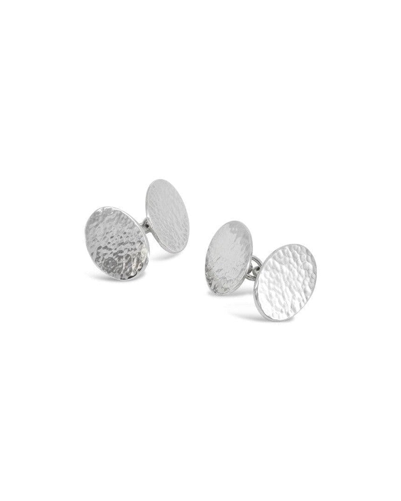 Hammered Chain Oval Silver Cufflinks Cufflink Pruden and Smith