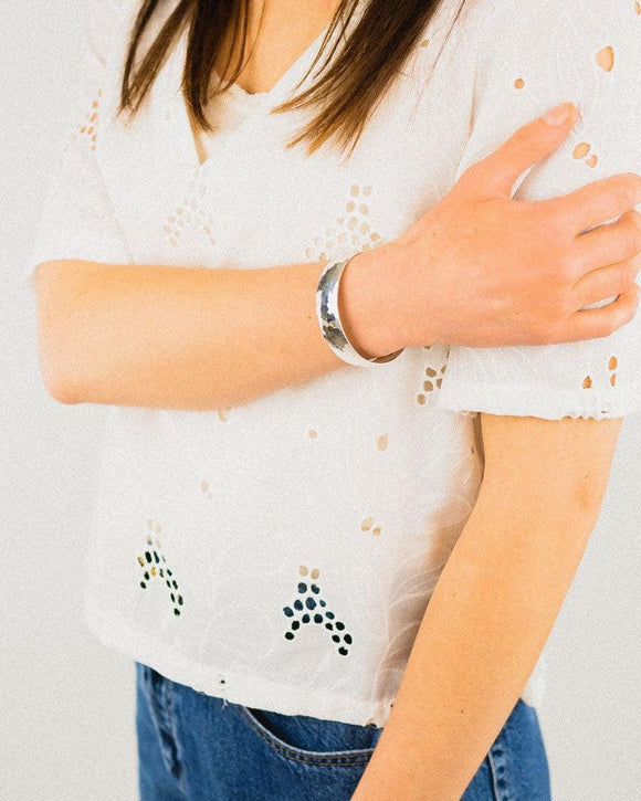 Hammered Convex Silver Cuff Bangles Bangle Pruden and Smith