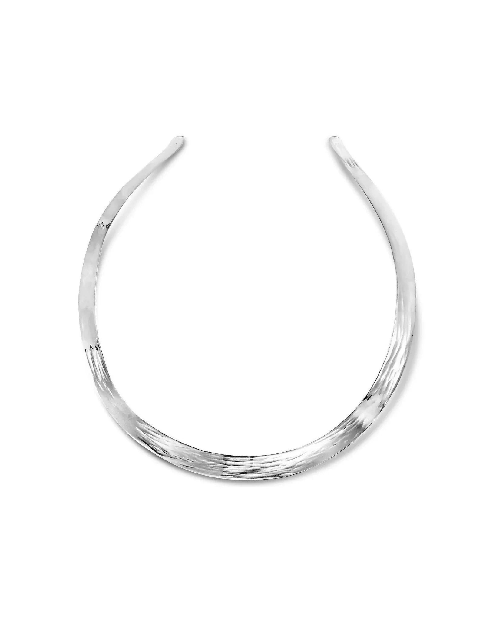 Hammered Convex Silver Necktorc Necklace (12mm) Necklace Pruden and Smith