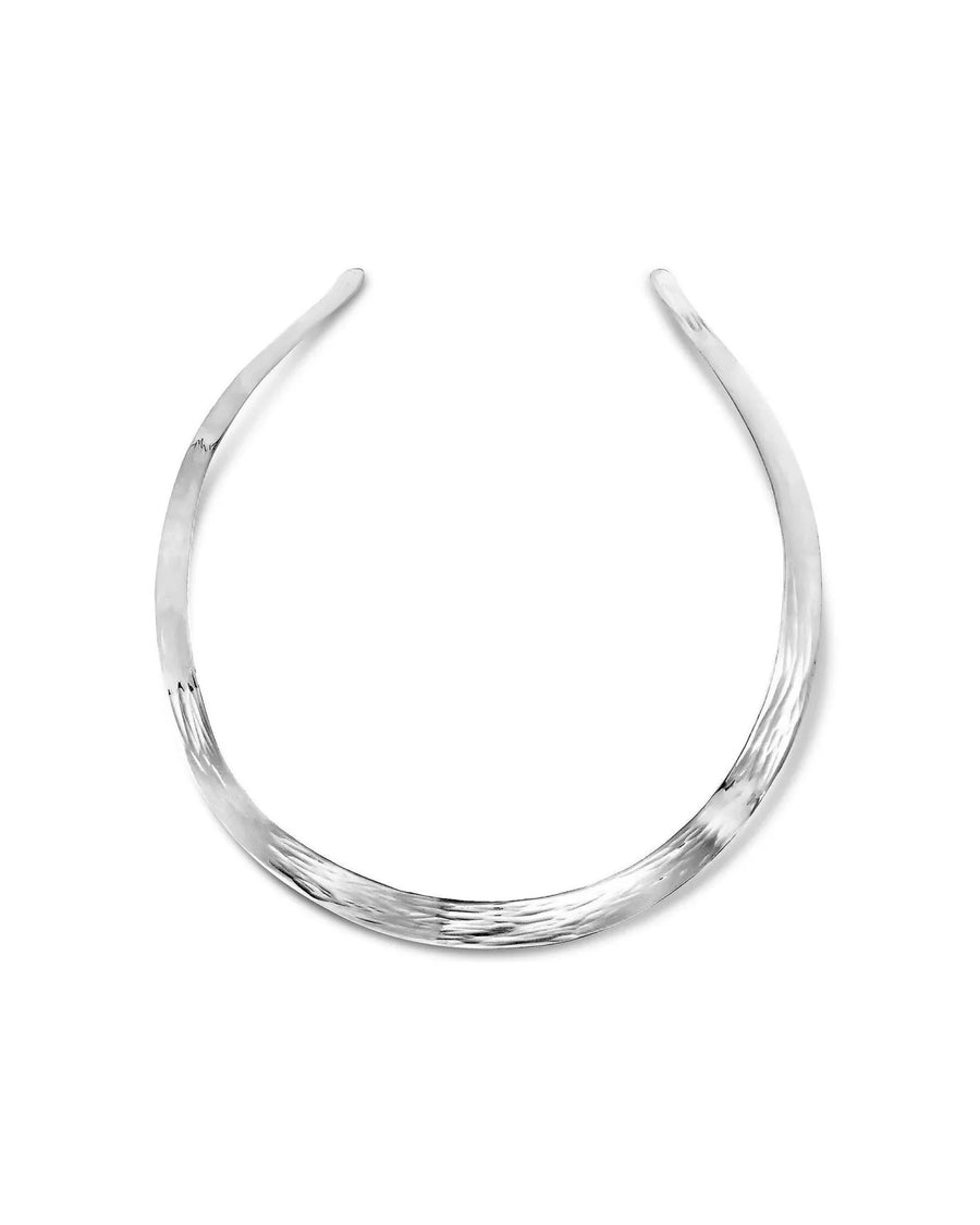 Hammered Convex Silver Necktorc Necklace (12mm) Necklace Pruden and Smith