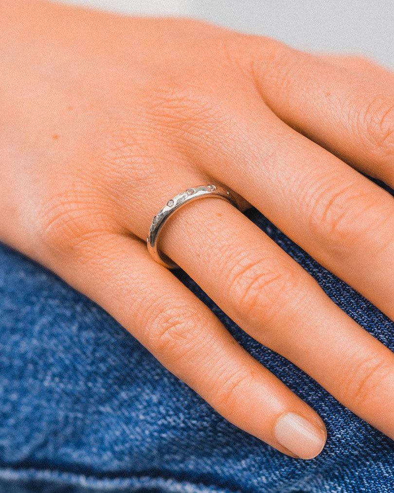 Hammered Diamond Eternity Ring Ring Pruden and Smith