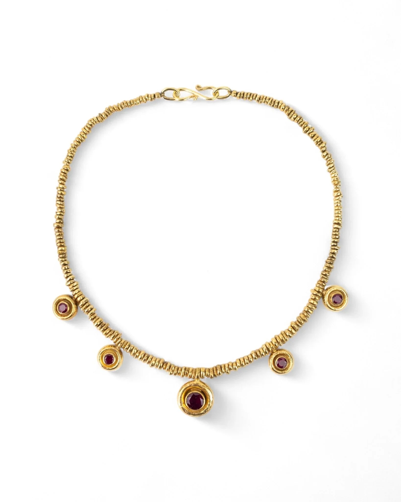 Hammered Disc Ruby Necklace Necklace Pruden and Smith