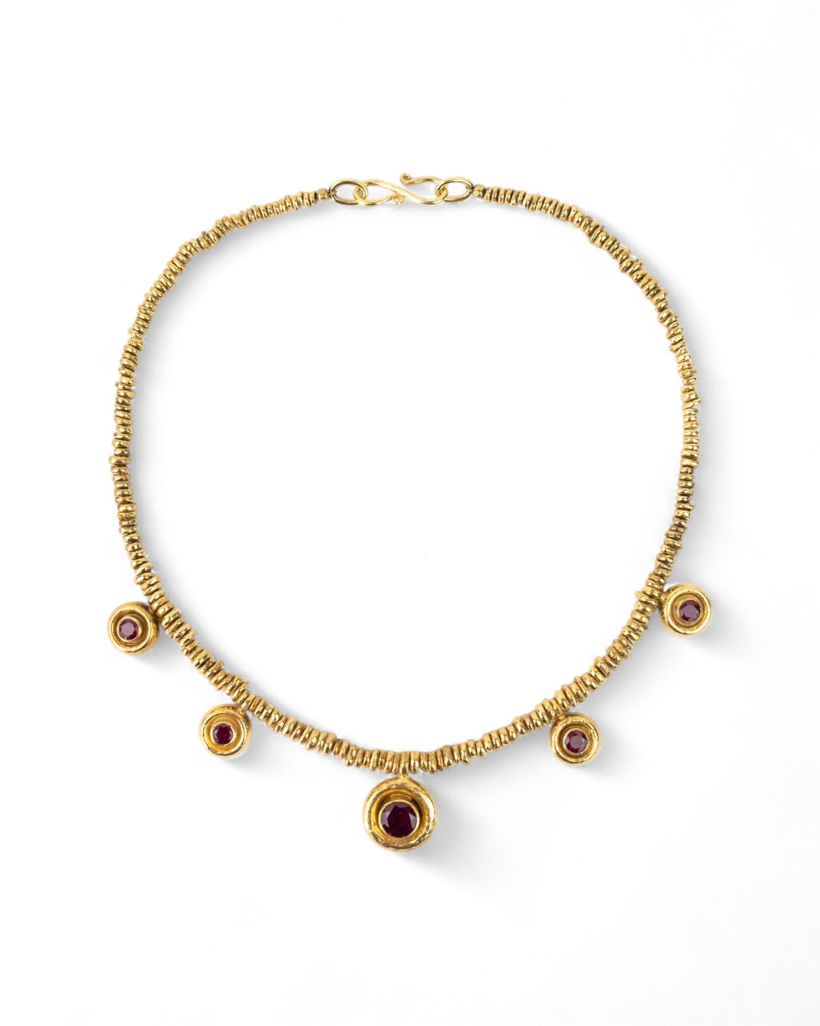 Hammered Disc Ruby Necklace Necklace Pruden and Smith