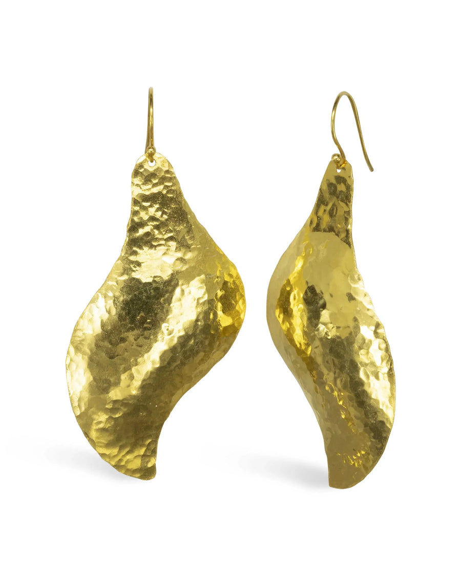 Hammered Giant Teardrop Drop Earrings Gold Pruden and Smith