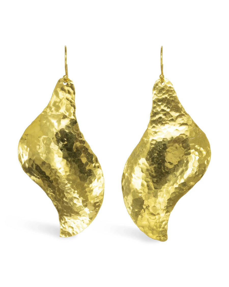Hammered Giant Teardrop Drop Earrings Gold Pruden and Smith