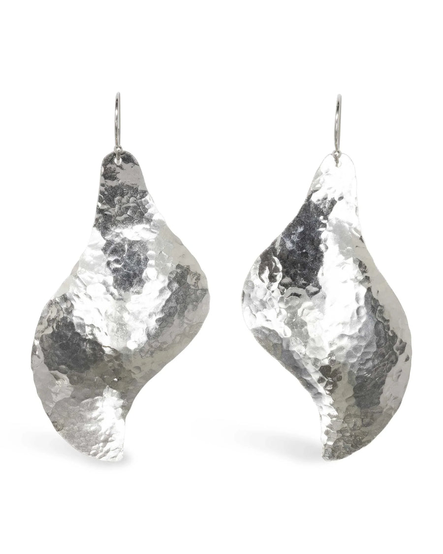 Hammered Giant Teardrop Drop Earrings Silver Pruden and Smith