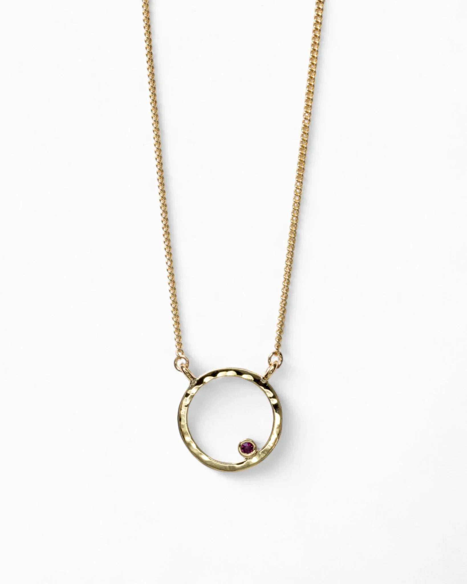 Hammered Gold Birthstone Ring Pendant Pendant Pruden and Smith