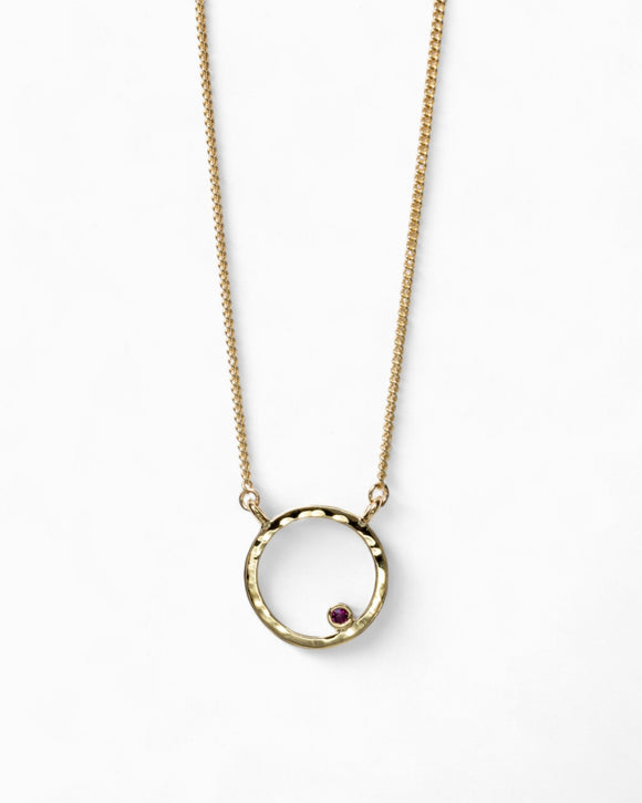 Hammered Gold Birthstone Ring Pendant Pendant Pruden and Smith