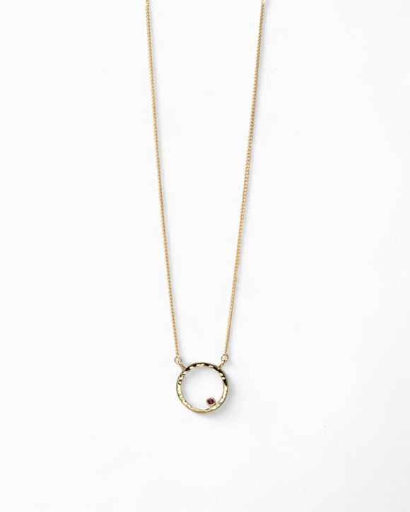 Hammered Gold Birthstone Ring Pendant Pendant Pruden and Smith