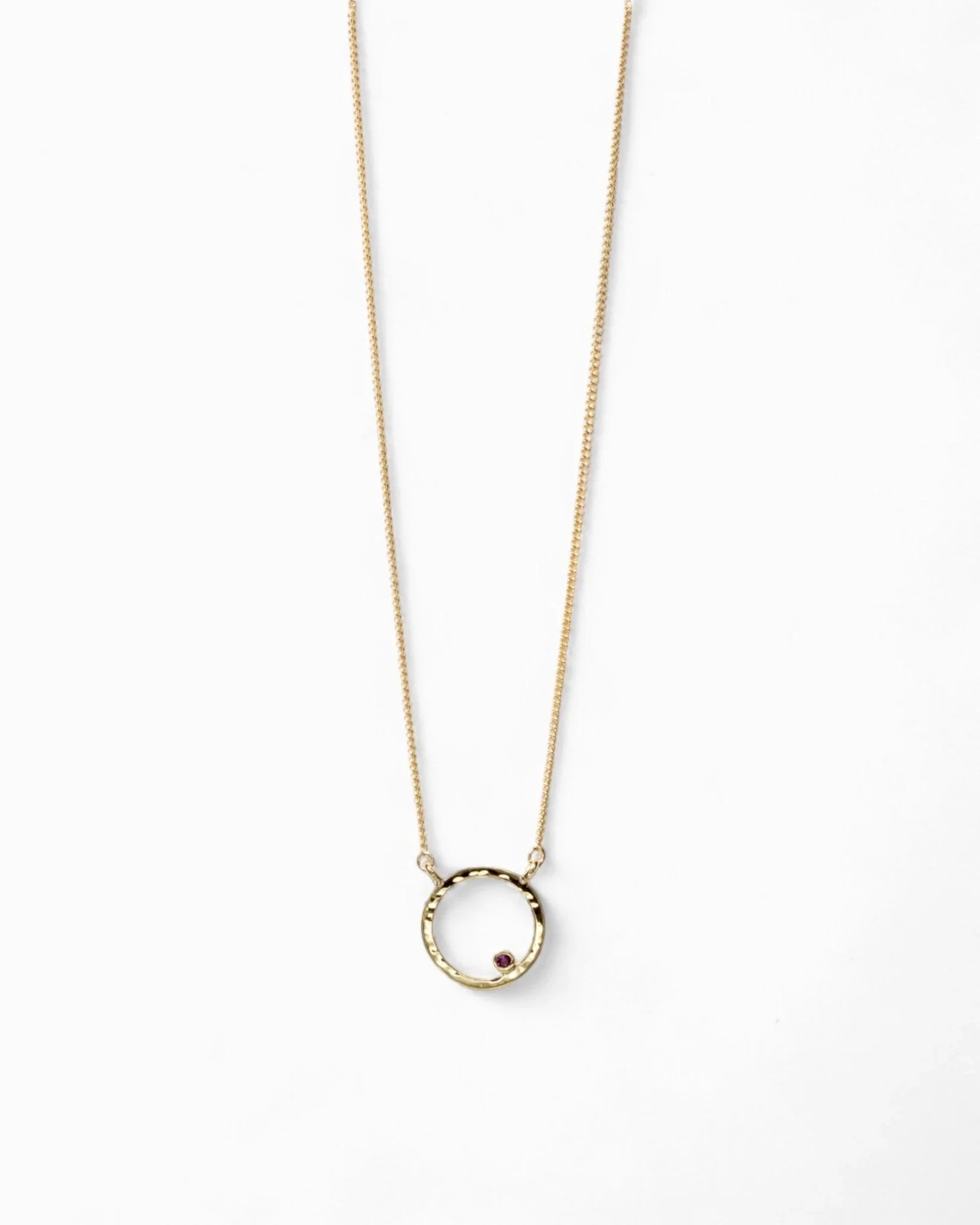 Hammered Gold Birthstone Ring Pendant Pendant Pruden and Smith