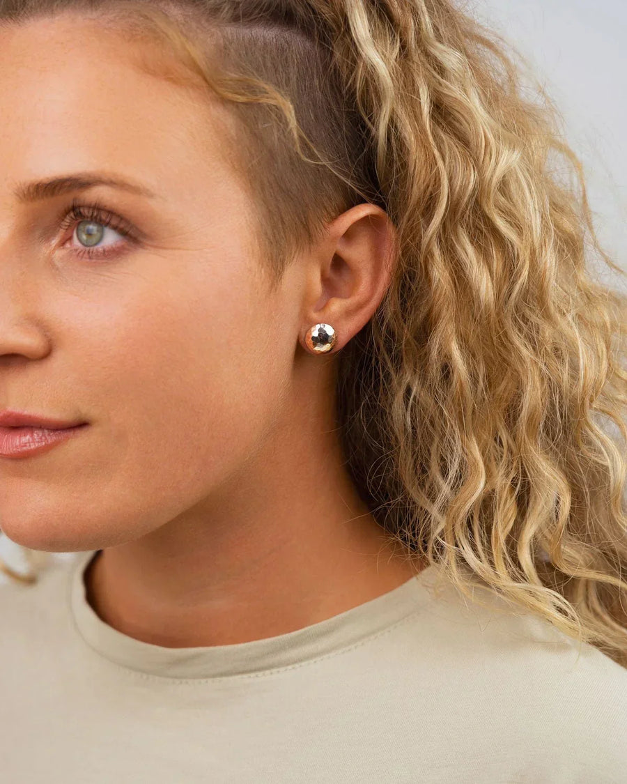 Hammered Silver Stud Earrings Earrings Pruden and Smith