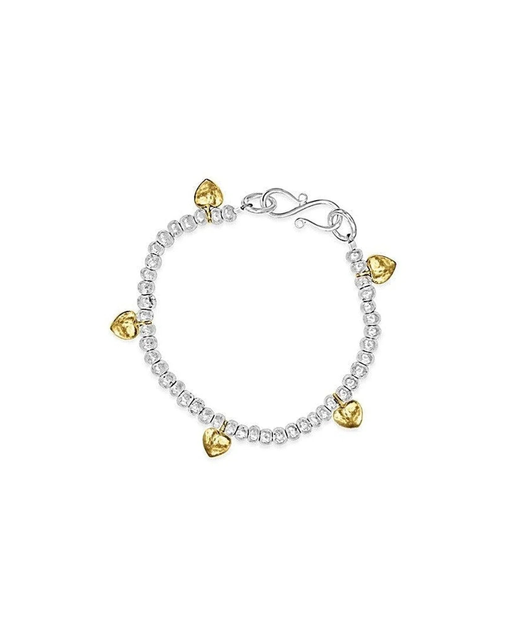 Nugget Heart Charm Bracelet Bracelet Pruden and Smith Silver and 9ct Yellow Gold